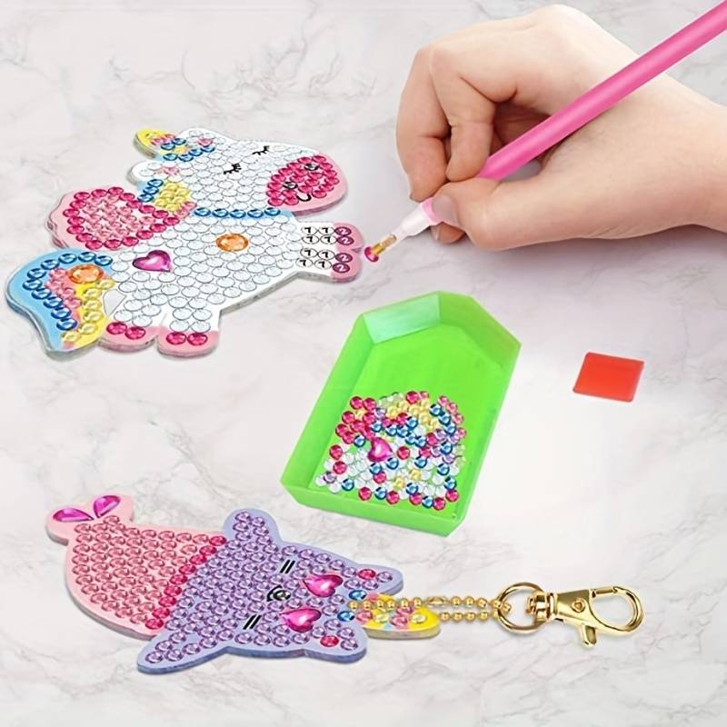 Oriental Cherry Arts and Crafts for Kids Ages 8-12 - Make Your Own Gem Keychains - 5D Diamond Painting by Numbers Art Kits Gifts for Girls Kids